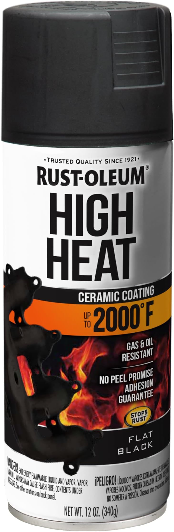 Rust-Oleum 248903 Automotive High Heat Spray Paint, 12 oz, Flat Black