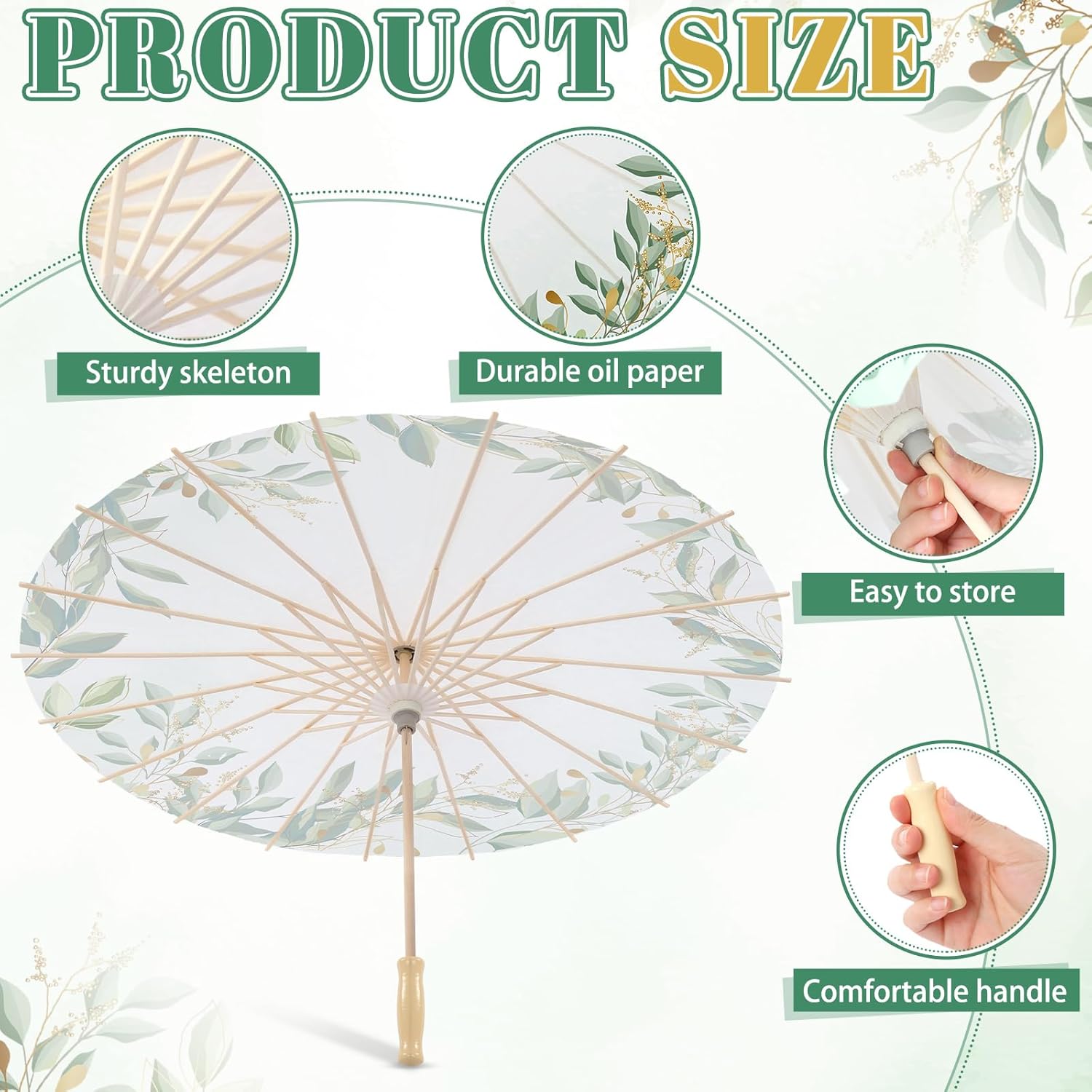Paper Umbrellas Bulk for Wedding, 23.6" Chinese Japanese Parasol Vintage Decorative Sun Umbrella for Bridal Party Tea
