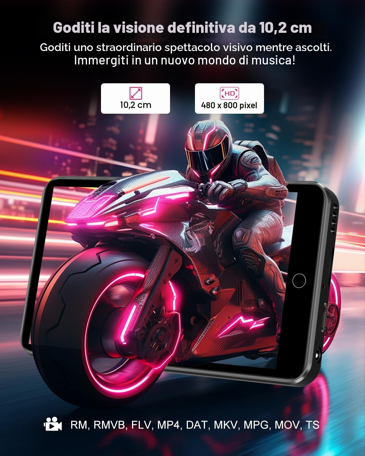 Lettore MP3 ZAQE da 80 GB con Bluetooth e WiFi, lettore MP3 MP4 con touchscreen da 4,0 pollici, lettore MP3 Android con Spotify, Audible, Deezer, lettore musicale HiFi con kinder (Nero)