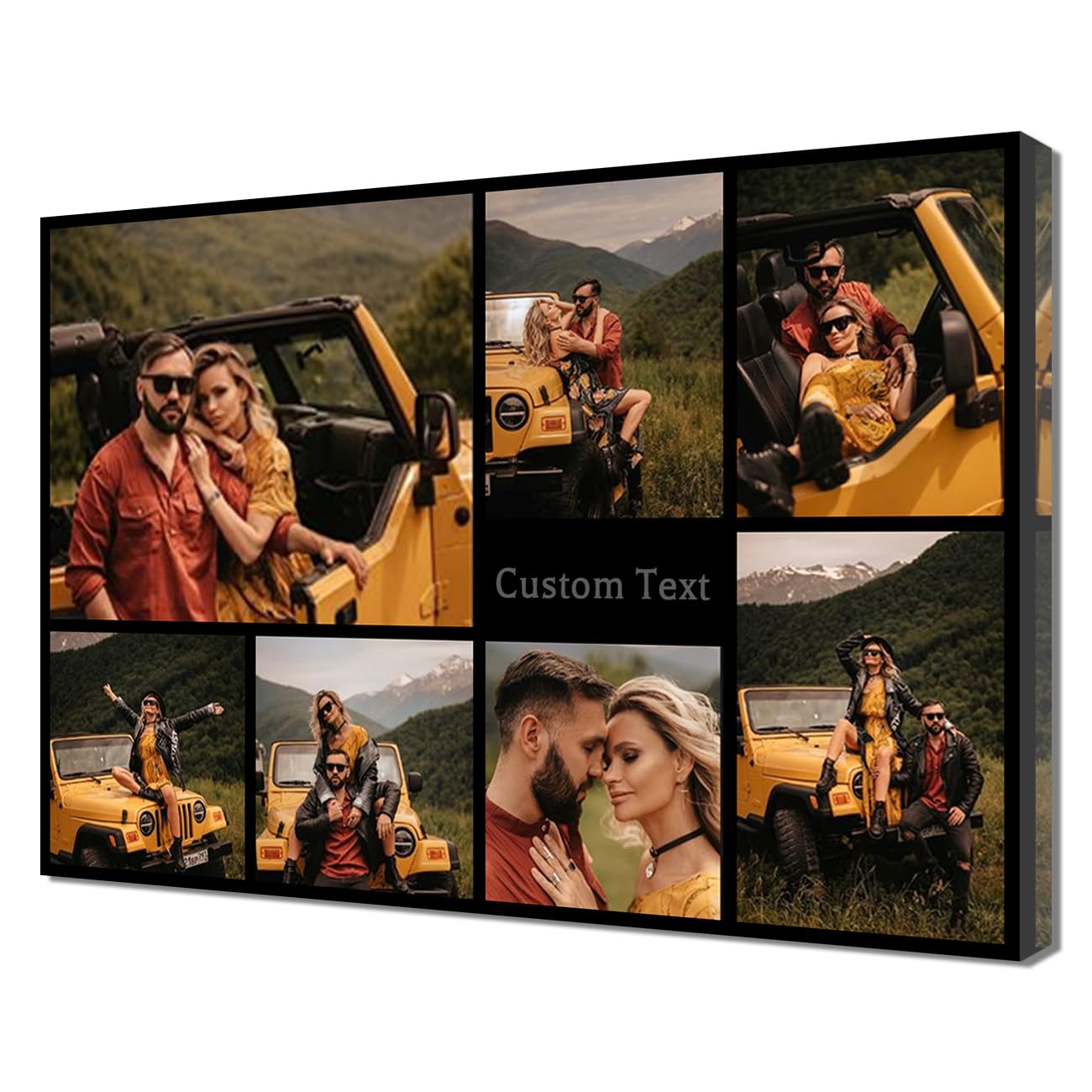 ZQQART Personalized Custom Photos Wall Art Collage Multi Picture on Canvas Prints Customized Family Painting Custom Baby Wedding Couple Poster (Yellow,50x60cm)