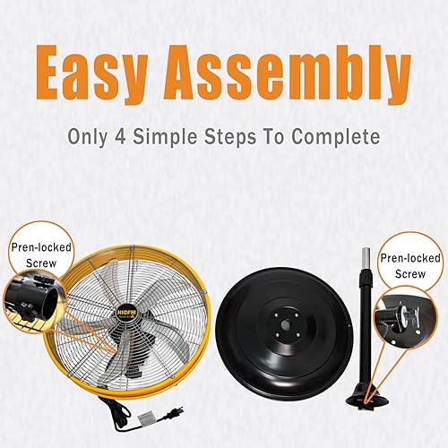 Miniatura 7 de HiCFM Ventilador oscilante de pedestal de alta velocidad de 5000 CFM de 20 pulgadas, potente motor de 15 HP, cable de alimentación de 6 pies y