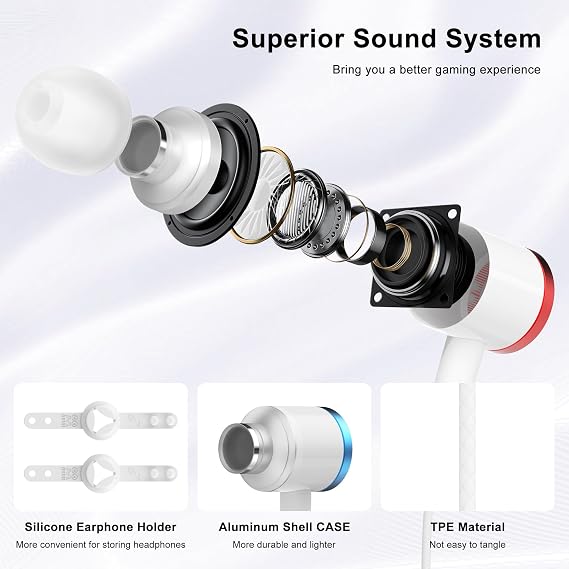 AMVR Noise-Isolating in-Ear Headphones Compatible with Meta Quest 3 - VR Accessories Low Bass Earphones with Custom Silicone Earplugs and Strap Holder | Enhance 360-Degree Surround Sound