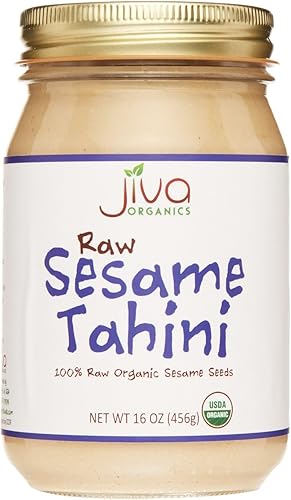 Jiva Organics RAW Organic Sesame Tahini - Tarro de 16 onzas, sin OMG, natural, lote pequeño