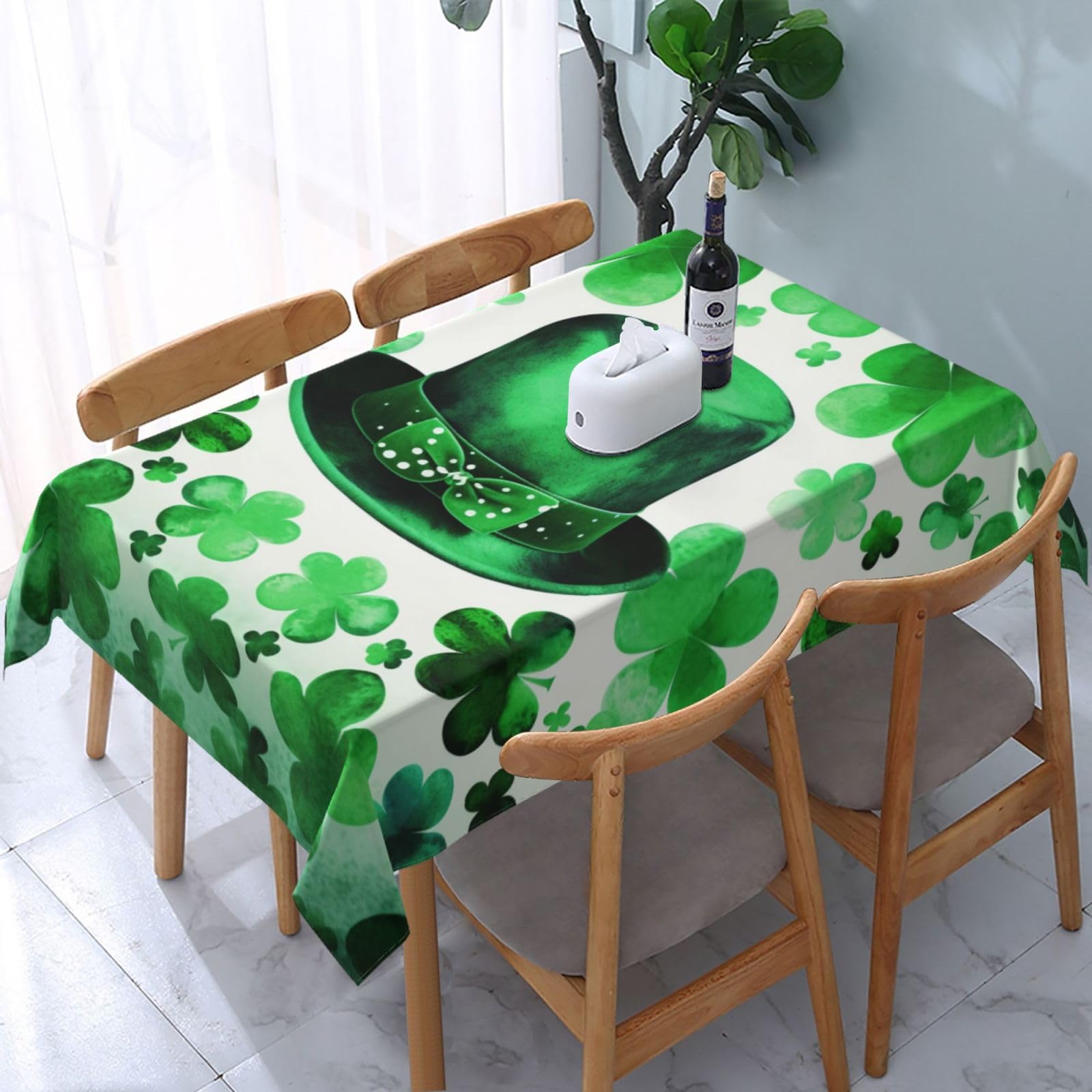 WPKJU Happy st Patrick's Day Printed Tablecloth Water Resistant Table Cover Washable Rectangle Table Cloth for Tables 54x72 in