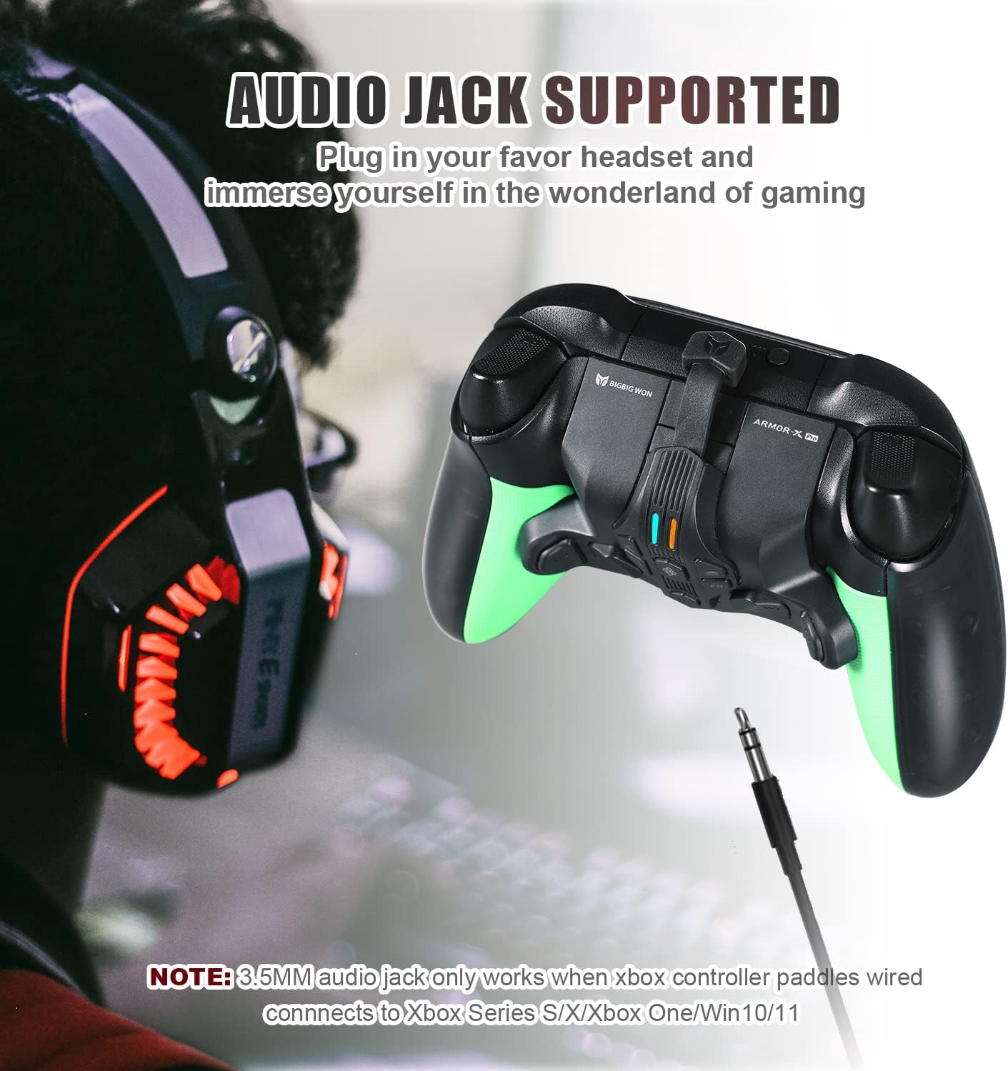 Wireless Xbox Back Button Attachment for Xbox Series S/X Controller, Controller Paddles for Xbox Series S/X/Xbox One/PS4/Switch/PC, Motion Control/Turbo/Macro/Audio (Pro Version) Black