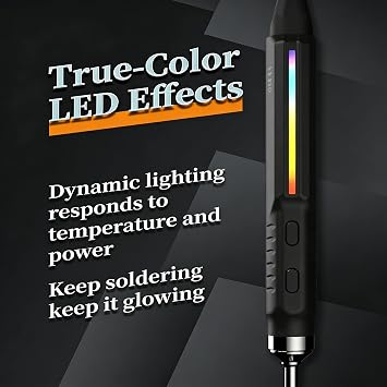 MINIWARE H100-B2 Smart Digital Soldering Iron Handle for TS1M Mini Soldering Station, B2 Tip, 100W, 300℃ Power, Dual Button Direct Control, RGB Light Effects, Real Time Temperature & Power Feedback