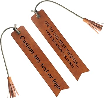 FKOG Custom Leather Bookmarks, Customize Personalized Engraved Inspirational Quote Leather Bookmark Gifts for Women Teen Girls Kids