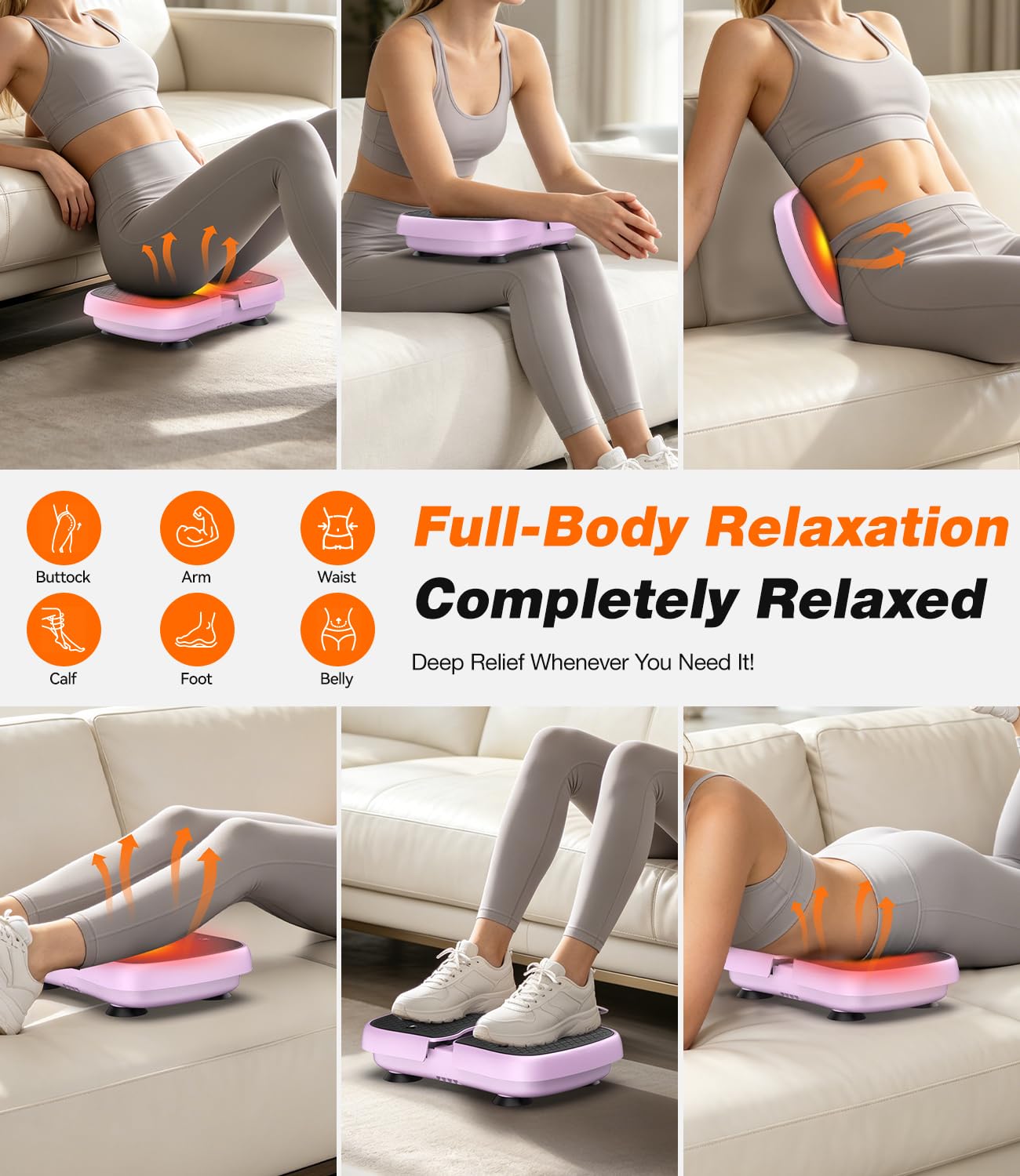 Muskelentspannungsgerät, Mini-Vibrationsplatte, tragbares, leises Vibrationsmassagegerät für Beine, Taille, Rücken und Nacken zur Linderung von Muskelverspannungen im Gesäßbereich (Lila)