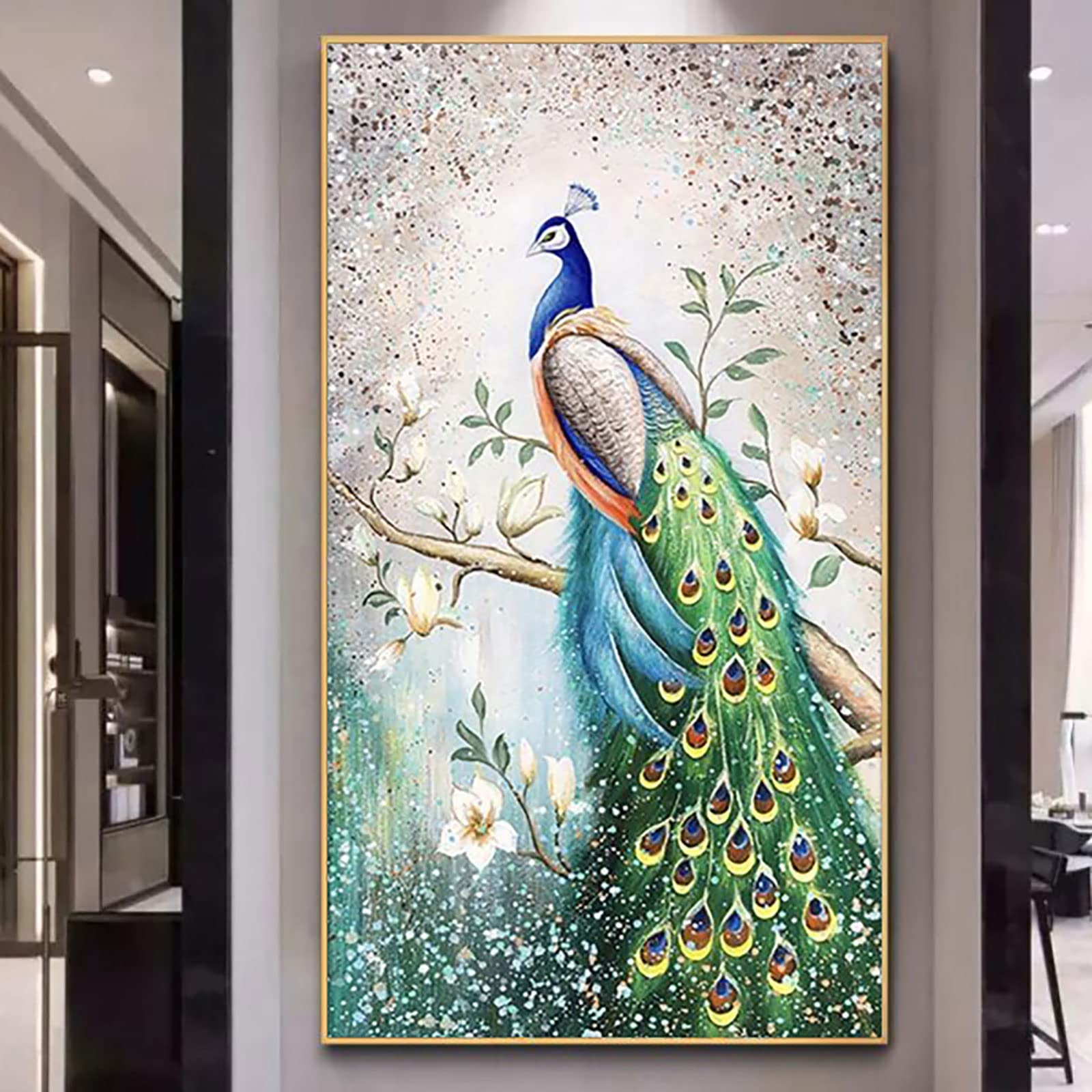 Instarry DIY 5D Kit Diamond Painting Quadri Grandi Dimensioni Pavone D'oro Accessori Casa Arredamento (45x70 cm
