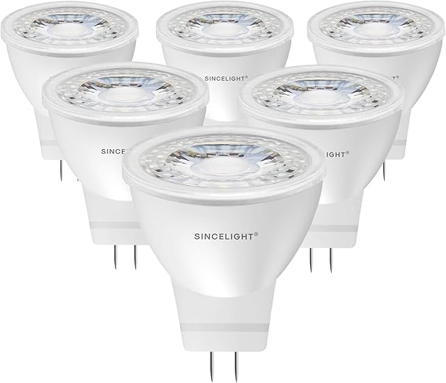 SINCELIGHT MR11 GU4 12V LED Small Spotlight Bulb Ø35mm Reflector, 3W, 250 Lumens, 25W Halogen Equivalent, 2700K ( Warm White ), High Color Rending RA92, 35°Beam Angle, Pack of 6