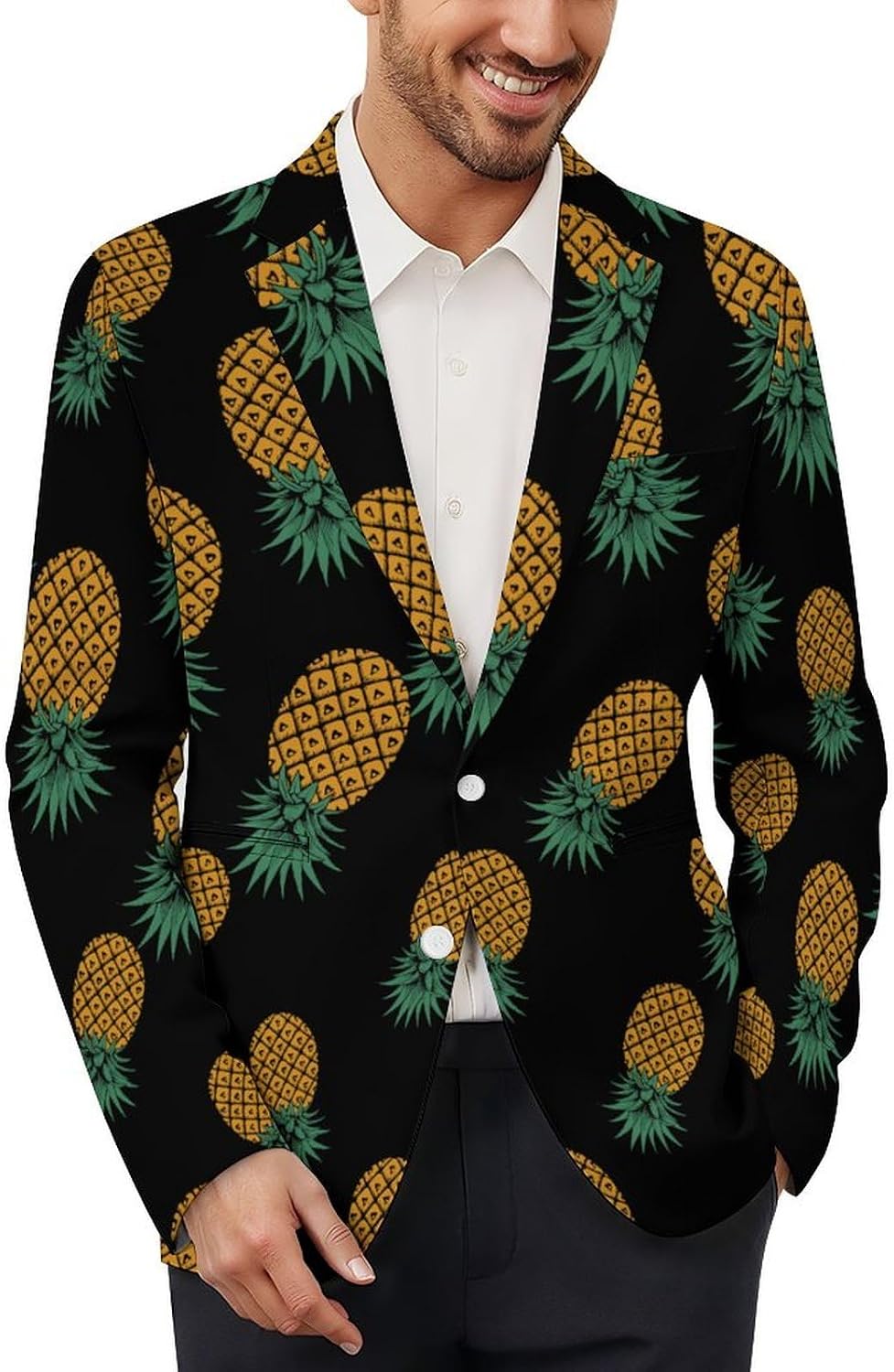 Down Pineapple Men's Blazer Casual Suit Jackets Business Button Sport Coats