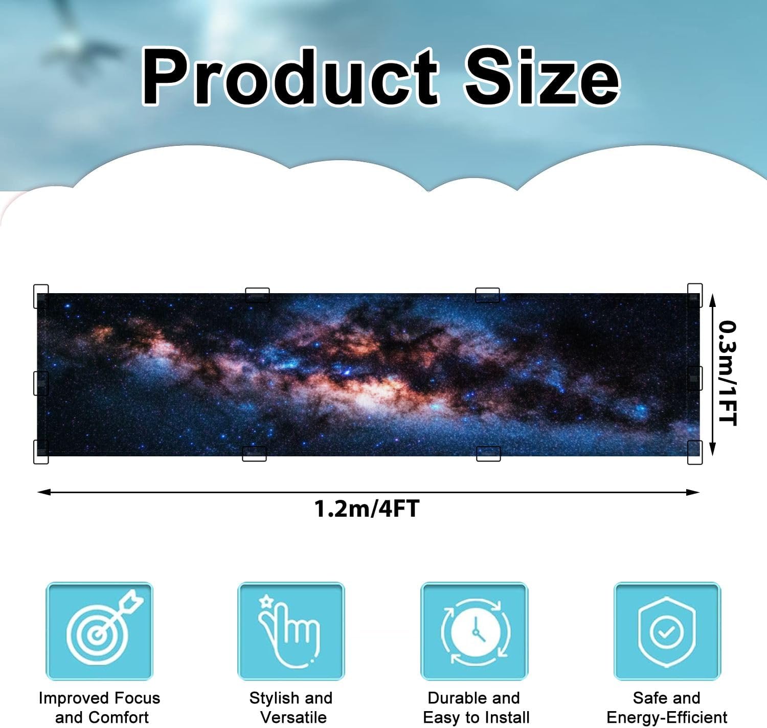 Fluorescent Light Covers for Ceiling Lights Space Milky Way Easy to Install Magnetic Light Filter for Classroom Office Hospitals School Home Decor