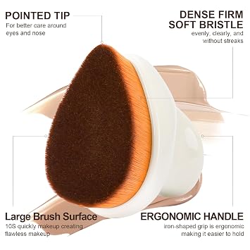 Foundation Makeup Brush,Kabuki Bronzer Brush for Blending Liquid, Cream Cosmetics with Ergonomic Handle (White) (White A)