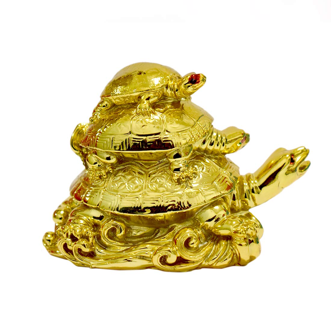 Puja N Pujari Vastu Feng Shui Triple Tortoise Turtle Family for Wealth, Good Luck, Protection and Long Life