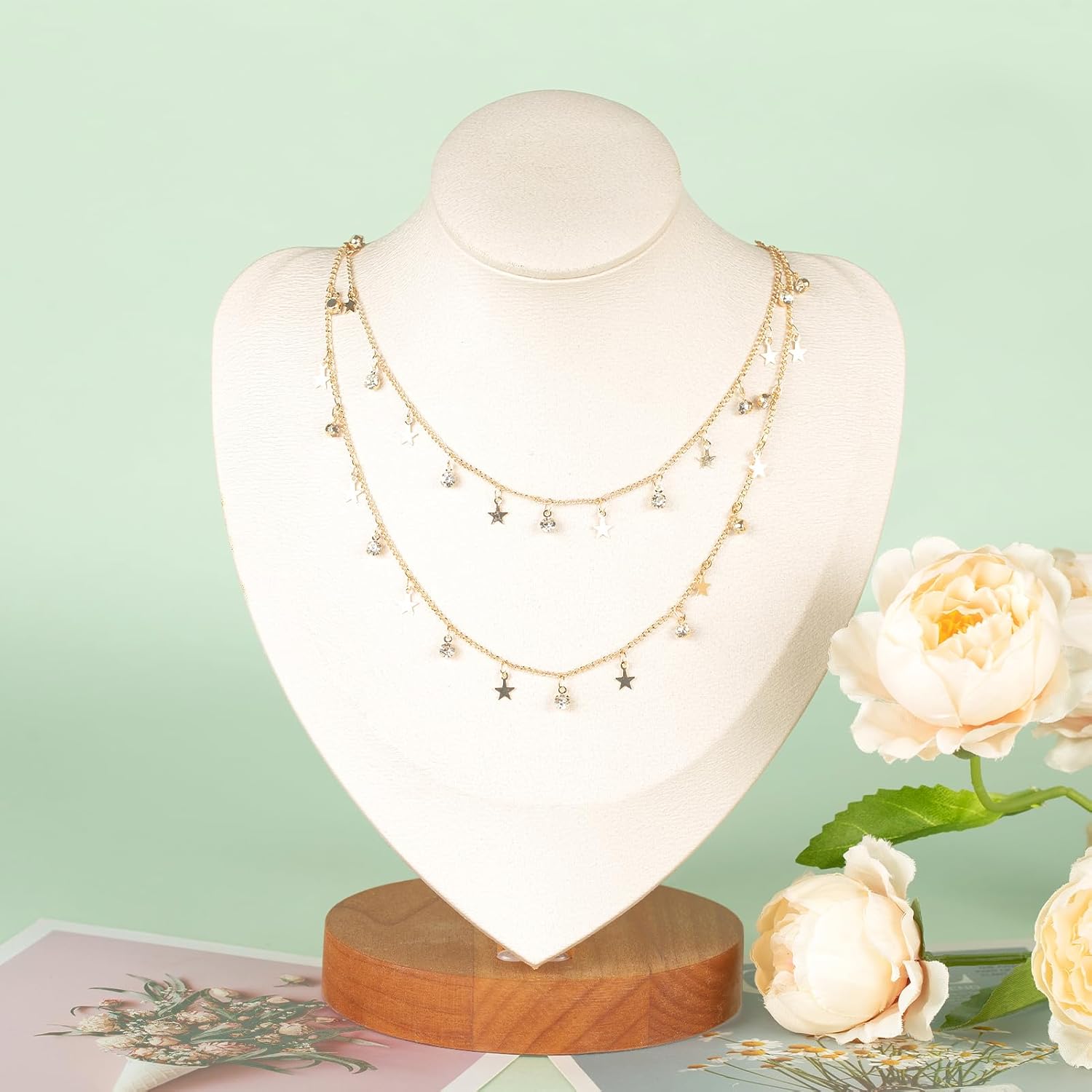 KYUNHOO Gold Plated Brass Jewelry Making Chain Supplies Shiny Dangling Rhinestone Pentagram Link Chains on Bulk Women Necklace Chain for Jewelry Making Handmade Craft - Image 7