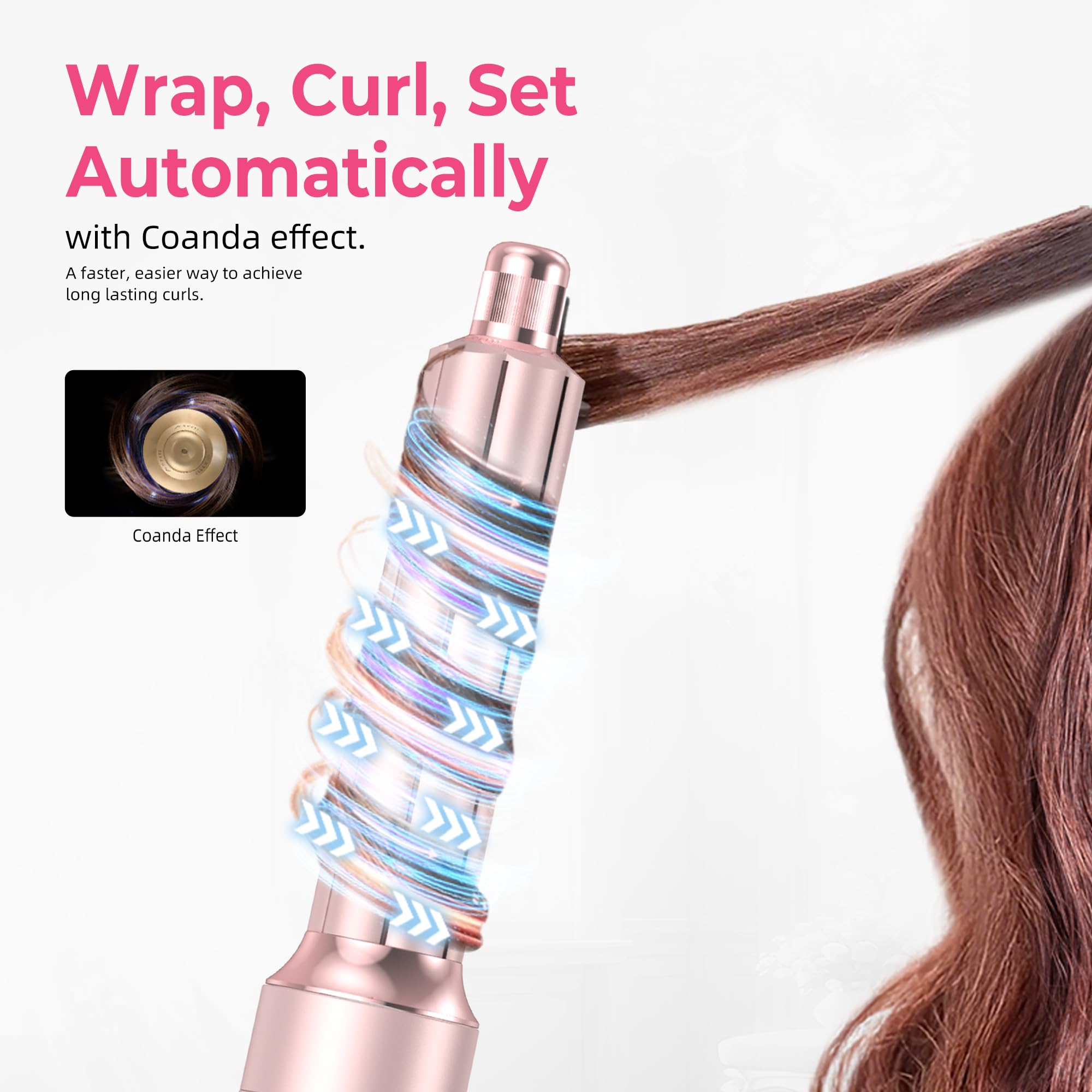 MogaWave Pro Airbrush Air Styler en 1 Hair Styler avec 1000W Brosse Soufflante, Seche Cheveux, Brosse Seche Cheveux, Brushing Brosse Soufflante, air Boucleur, Brosse Brushing Soufflante