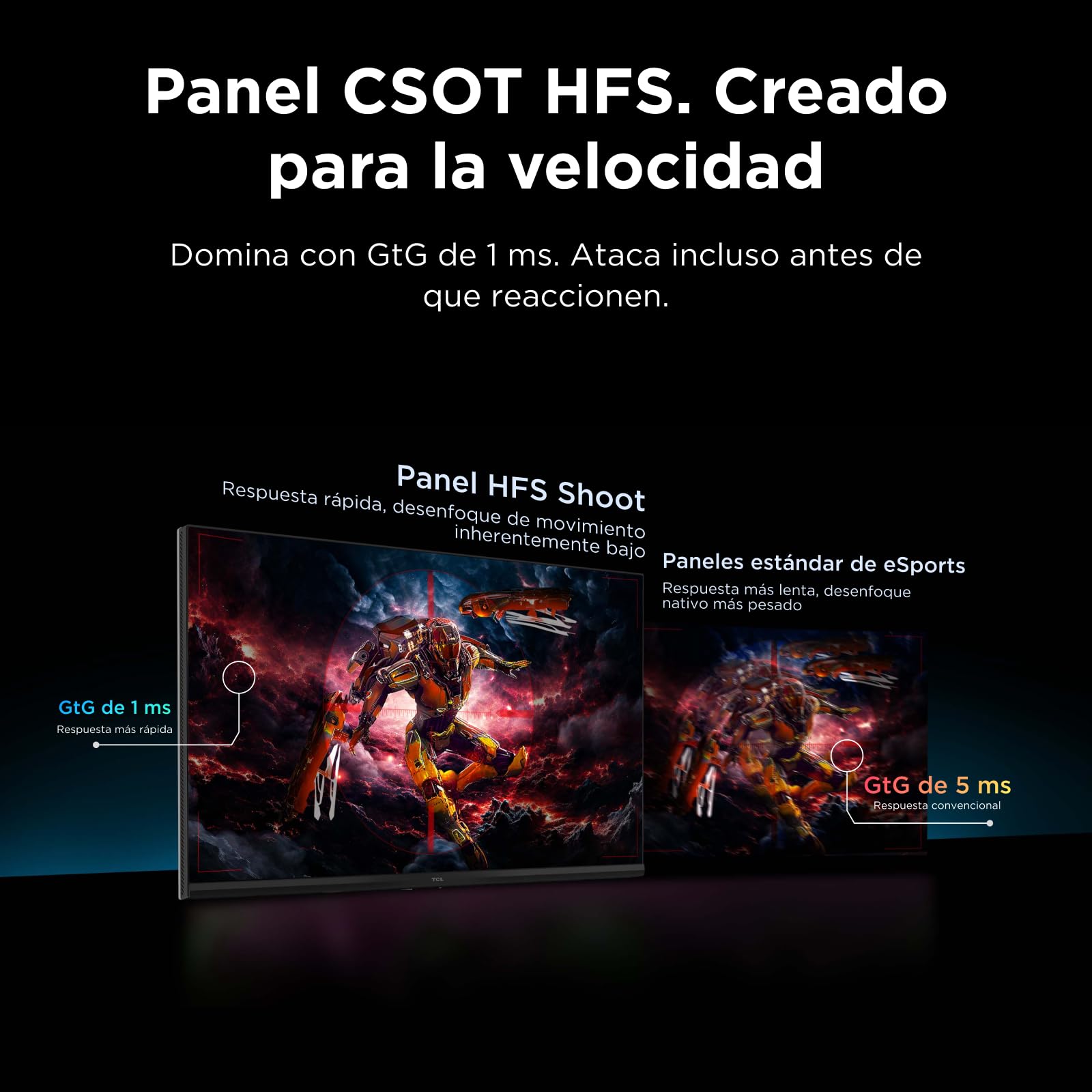 TCL 27C2A Monitor Gaming 27 Pulgadas QD-Mini LED 4K UHD 160Hz, 320Hz FHD, 1200 nits, 1ms, AMD FreeSync Premium