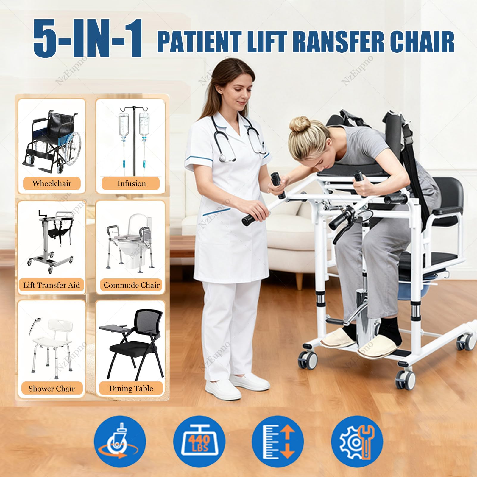 Silla Elevadora HidráUlica Para Pacientes Ayuda Para El Traslado De EnfermeríA A Domicilio Silla De Ruedas De Transferencia De Altura Ajustable Con Orinal Para Personas Mayores Con Discapacidad Black