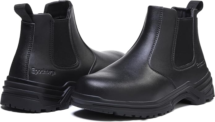 Men's Steel-Toe Chelsea Boots, slip-resistant safety work boots for industrial and construction applications