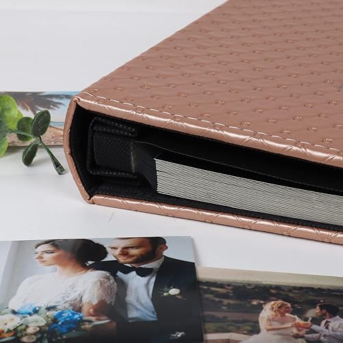 Miniatura 4 de RECUTMS Álbum de fotos autoadhesivo de 4 x 6, 5 x 7, 8 x 10 tamaños, álbum de fotos hecho a mano, álbum de fotos de 30 páginas de cuero de grano de