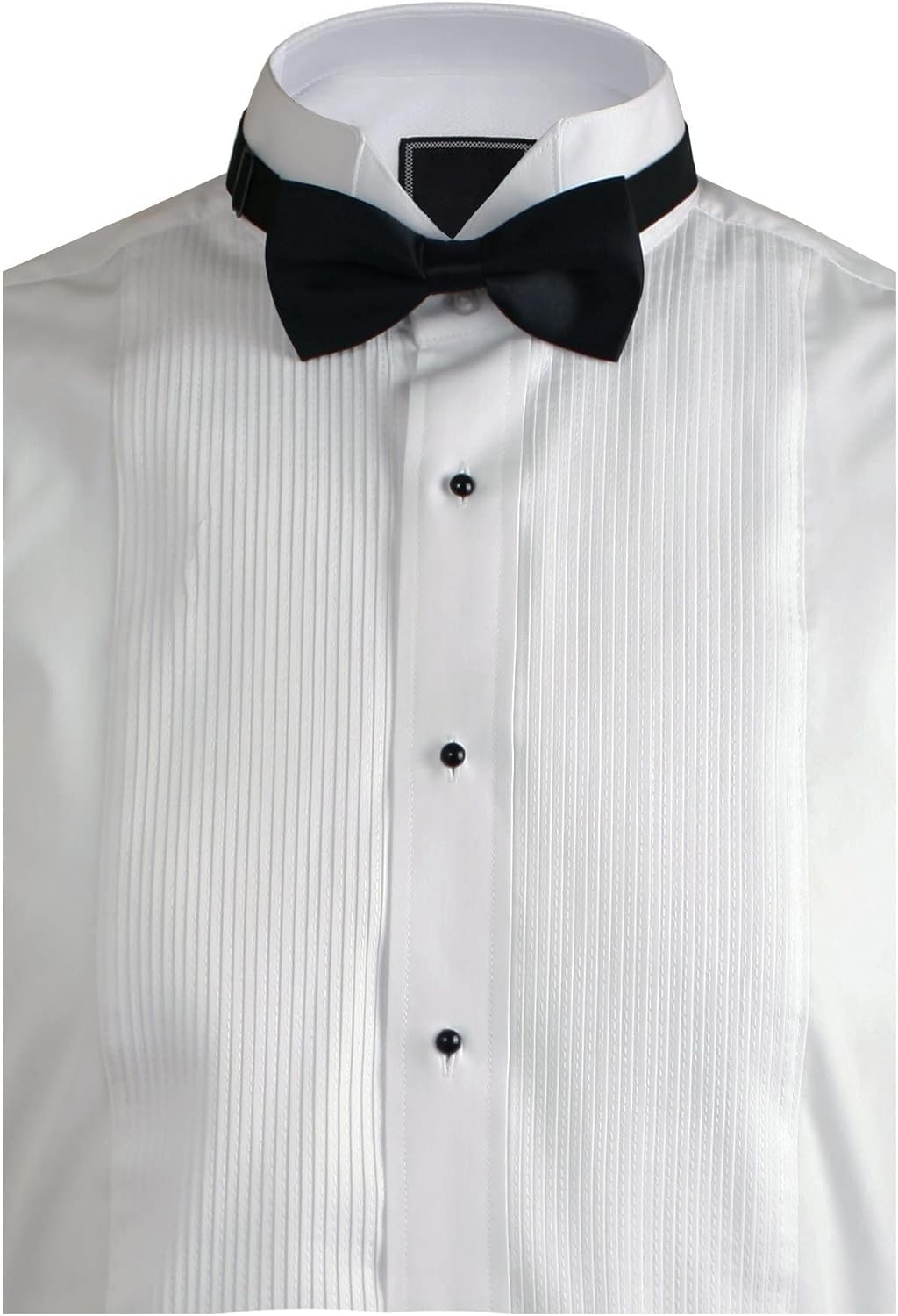 Mens Wing Collar Tuxedo Shirt with Bowtie, 1/8" Pleat & Convertible Cuffs - Image 4