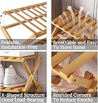 Bamboo Vertical Shoe Storage Organizer, Foldable Bamboo Shoe Shelf for Entrance, Wooden Freestanding Shoe Shelves for Living Room (Bamboo - 4 Levels)