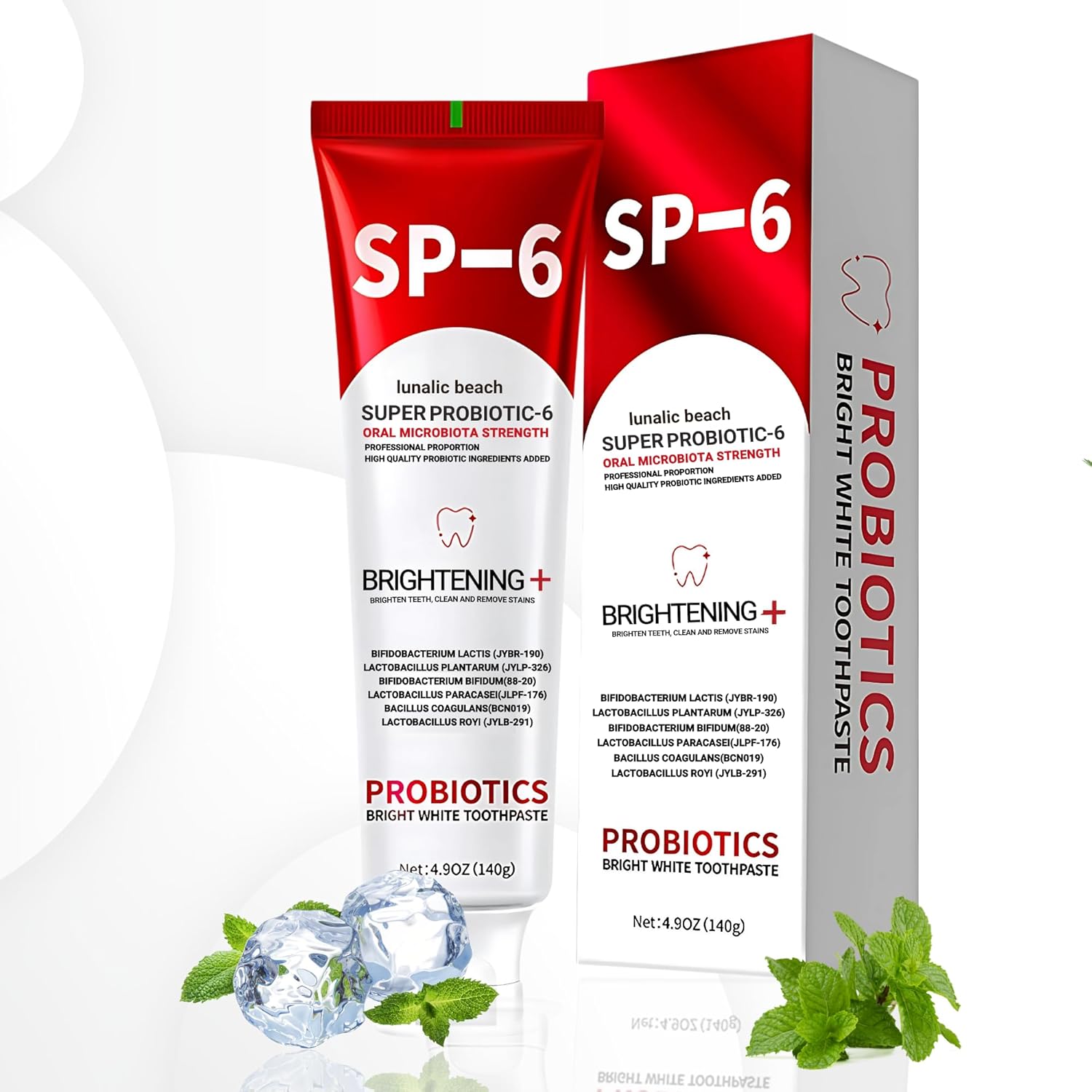 SP 6 Toothpaste for Teeth Brightening Fresh Breath 6 Probiotics Formula for Gum Health Fluoride-Free Mint Fresh Flavor