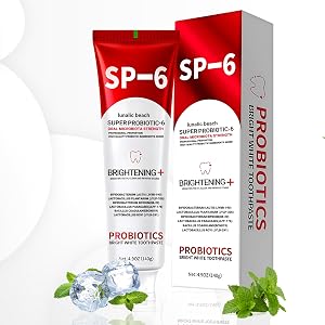 SP 6 Toothpaste for Teeth Brightening Fresh Breath 6 Probiotics Formula for Gum Health Fluoride-Free Mint Fresh Flavor