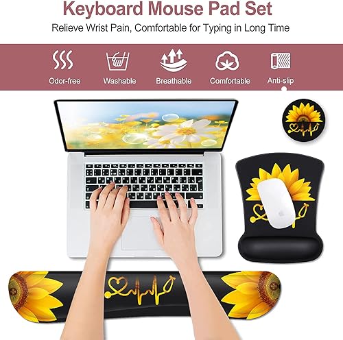 Miniatura 8 de Alfombrilla de mouse con soporte de muñeca, alfombrilla de mouse ergonómica de gel de espuma viscoelástica para teclado y reposamuñecas adecuada