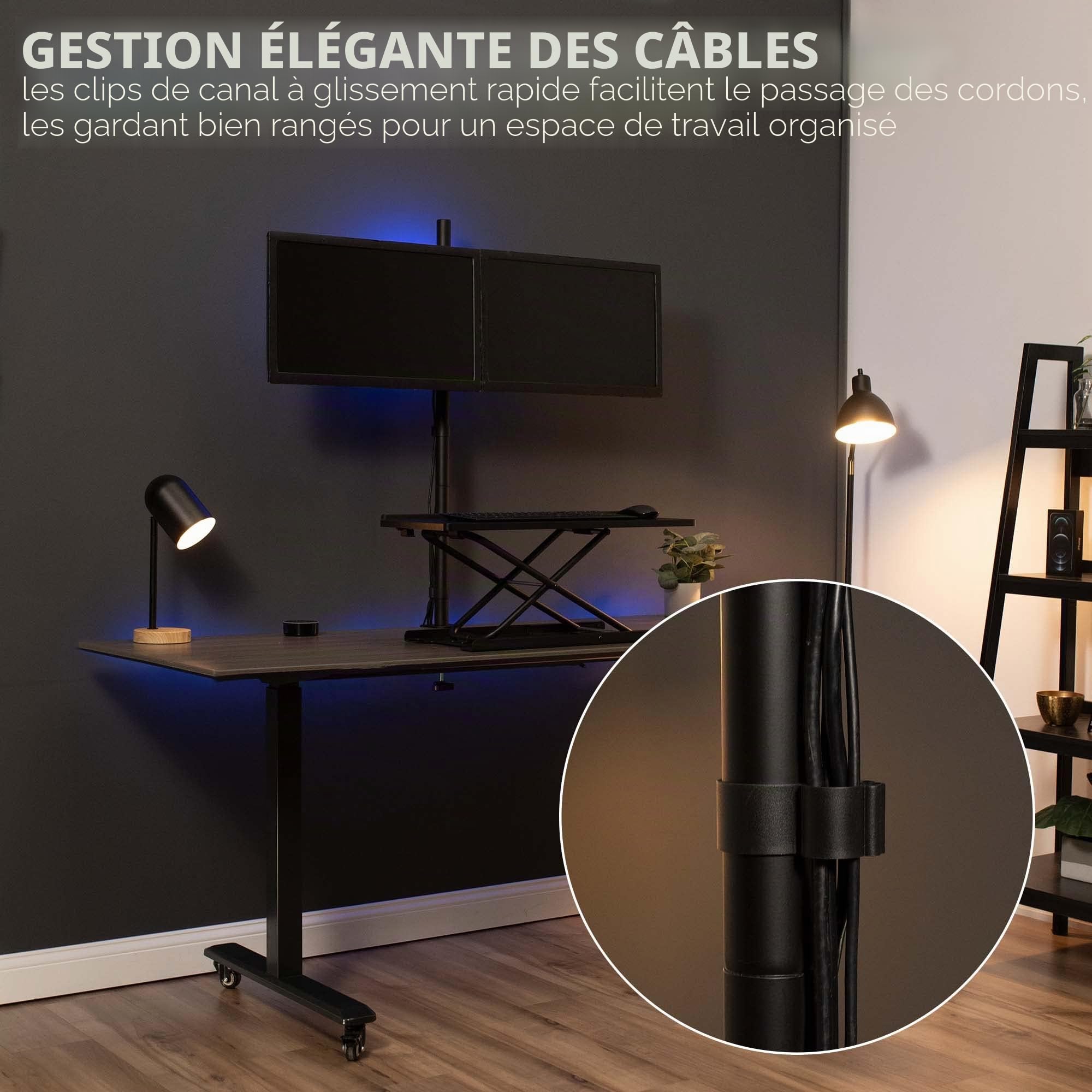 Vivo STAND-V012 Support de Bureau pour Double écran Extra Haut de 99,1 cm, entièrement réglable pour écrans jusqu'à 27", Noir