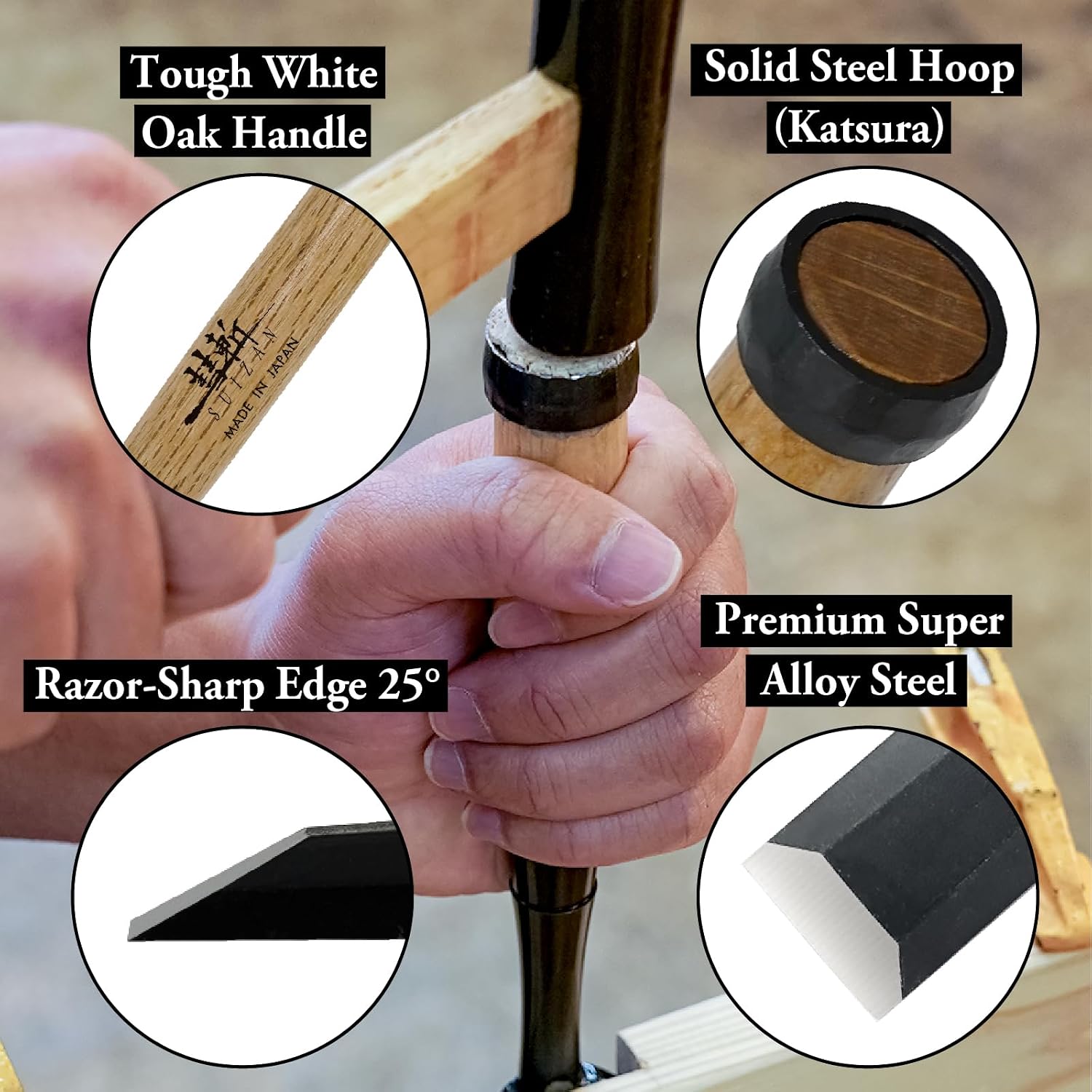 SUIZAN Japanese Wood Chisel 11/16" (18mm) - Professional Oire Nomi Woodworking tools