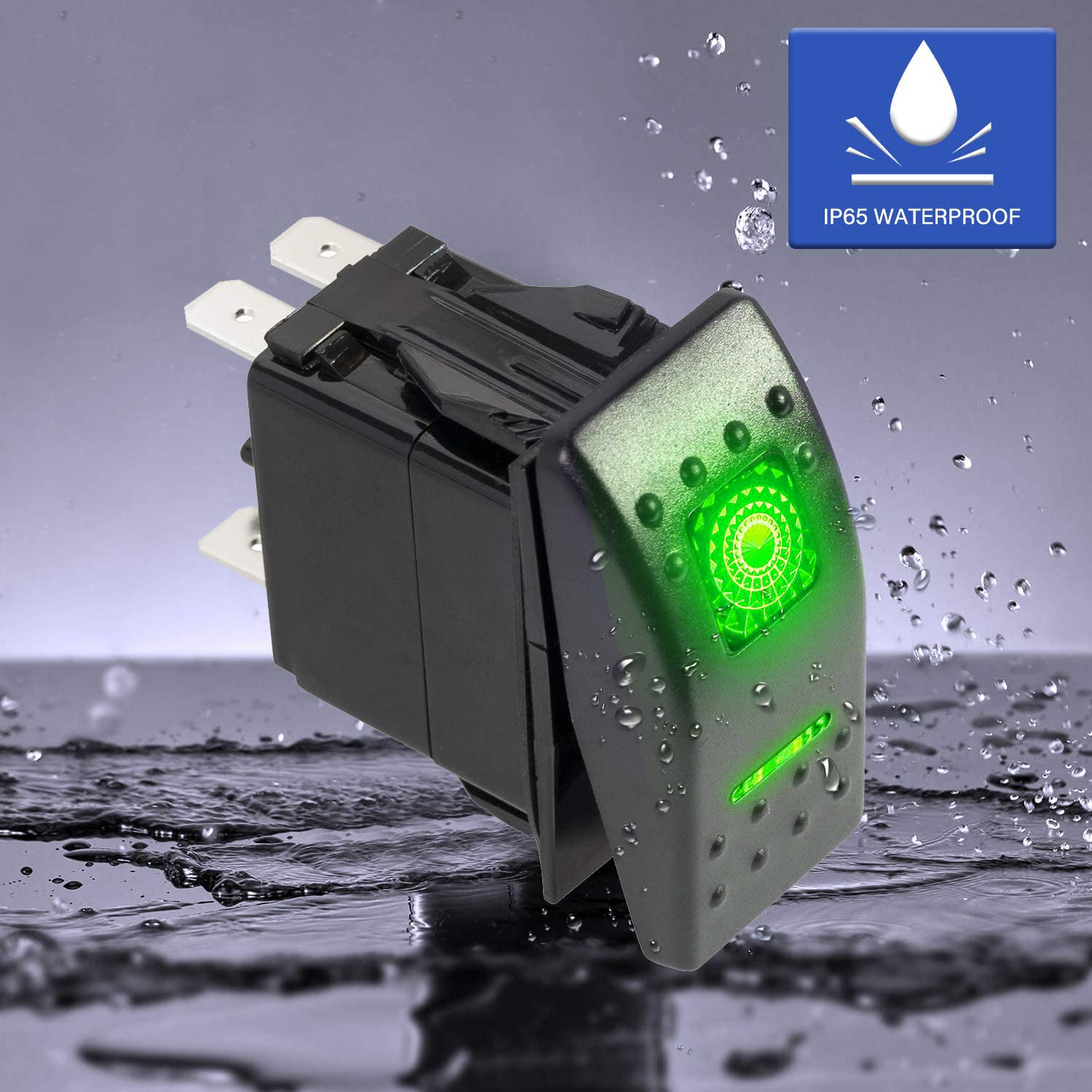 Snapklik.com : FXC Rocker Switch 5Pin Laser On/Off Green LED Light 20A ...