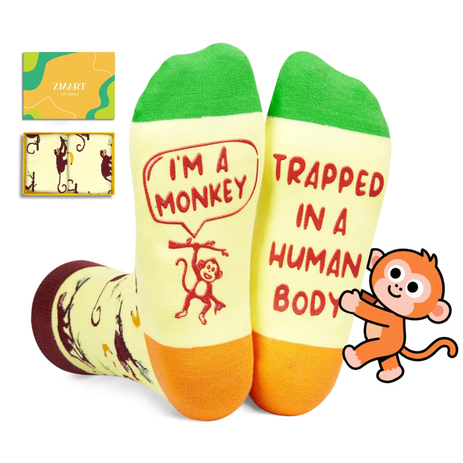 Zmart Funny Socks for Women Men - Sloth Monkey Gifts, Wolf Panda Fox Socks for Teens