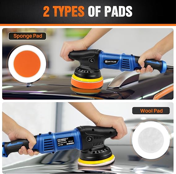 AUTOFU Car Polisher - 120MM 920W Dual Action Polisher Kit, Random Orbital Polisher, 6 Variable Speed Corded Car Buffer, Auto Polisher DA Car Polisher Home DIY Polisher with Waxing Polishing Pads Set