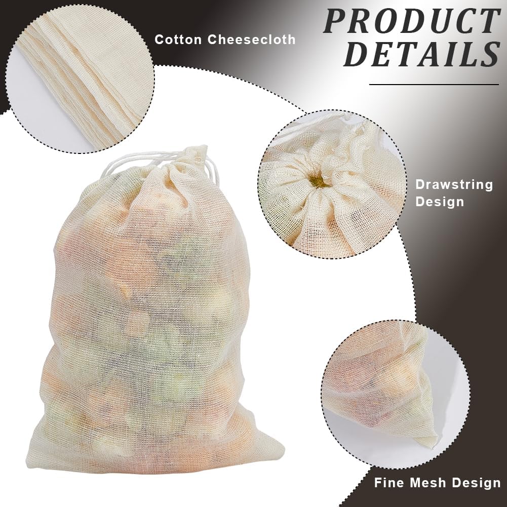Beebeecraft 25Pcs Reusable Drawstring Soup Bags 3.9X 6 inch Cloth Filter Bags with Reusable for Coffee Tea Spice Jewelry, Beige