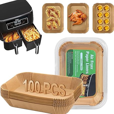 Rectangle Air Fryer Liners (Disposable) - 100-Pack