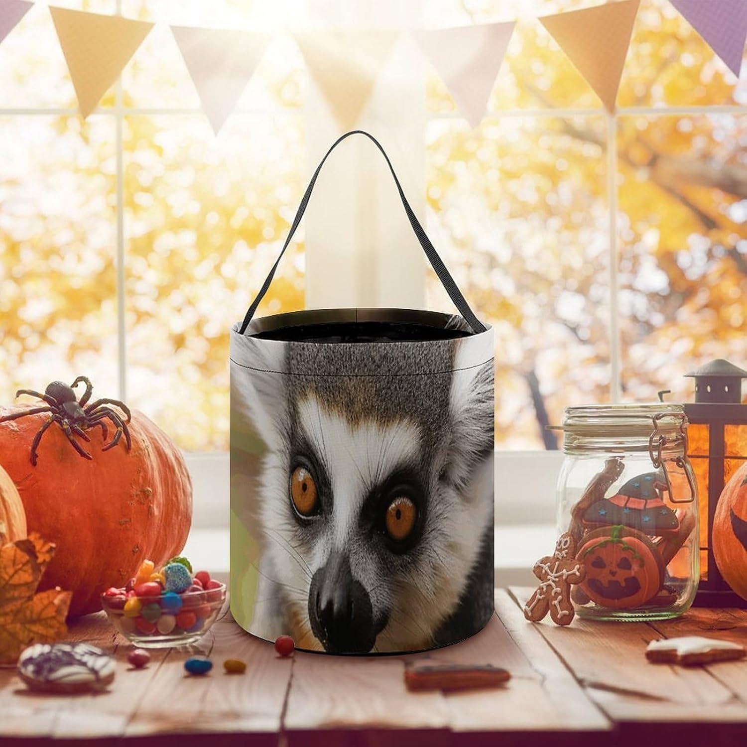 Reusable Monkey Lemur Cute Halloween Candy Bucket with Handle image 5