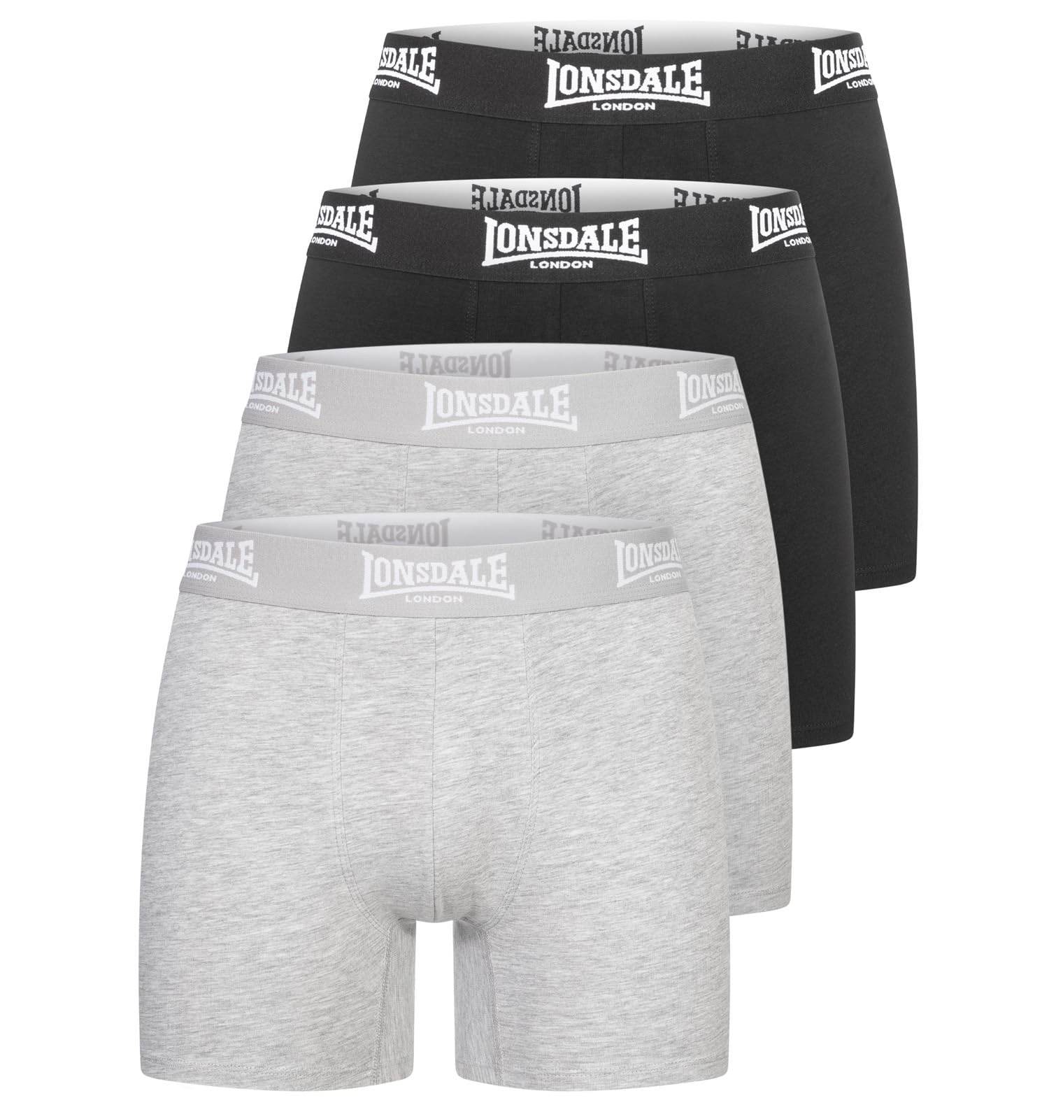 Lonsdale Men's East Challow Boxer Shorts, Black/Marl Grey, XXL