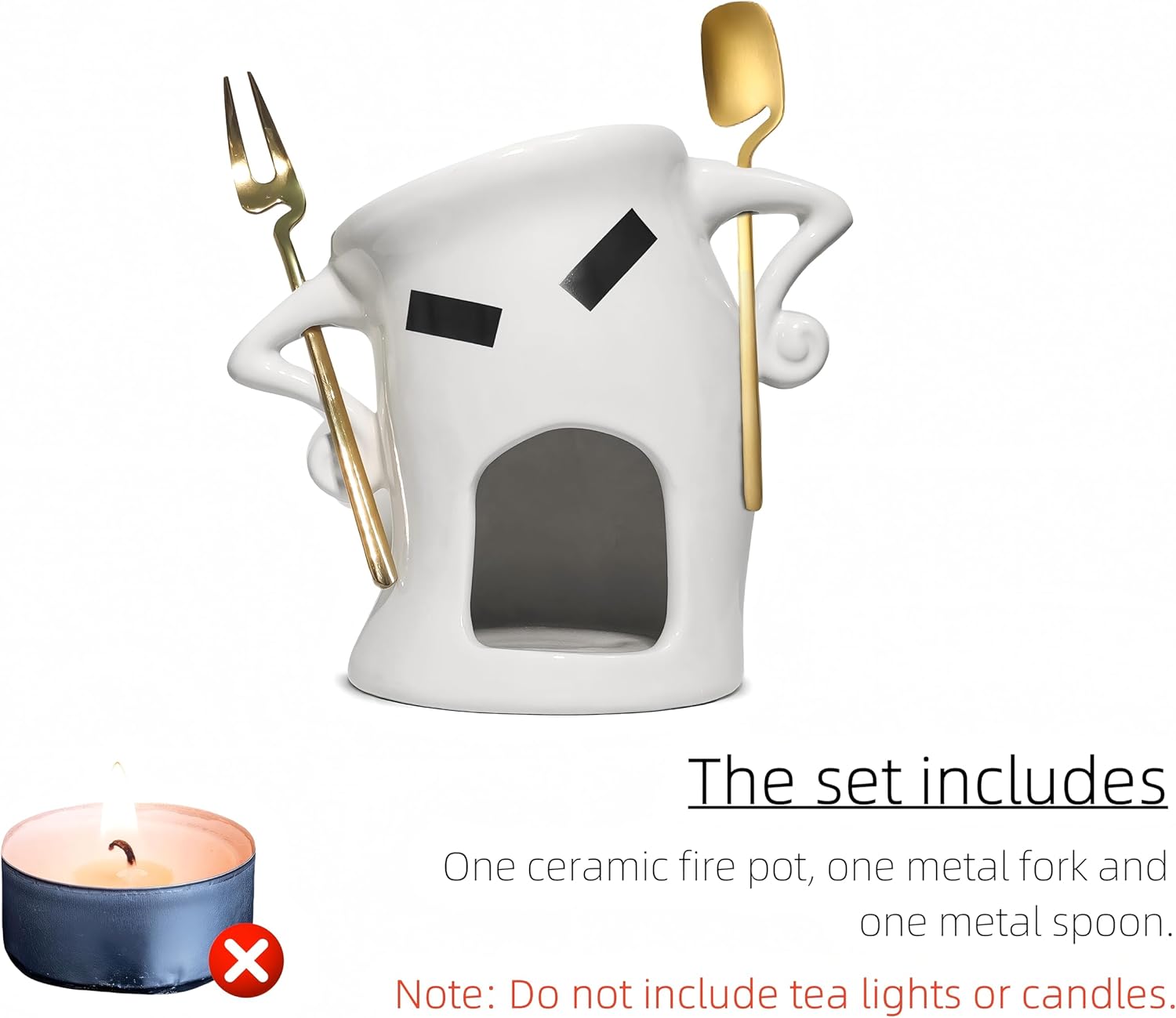 Cute Chocolate Fondue Mug,Personal Ceramic Melting Cup with 1 Fork and 1 Spoon for Cheese, Coffee, Desserts Perfect for Date Nights, Birthdays, Weddings Ideal Gift
