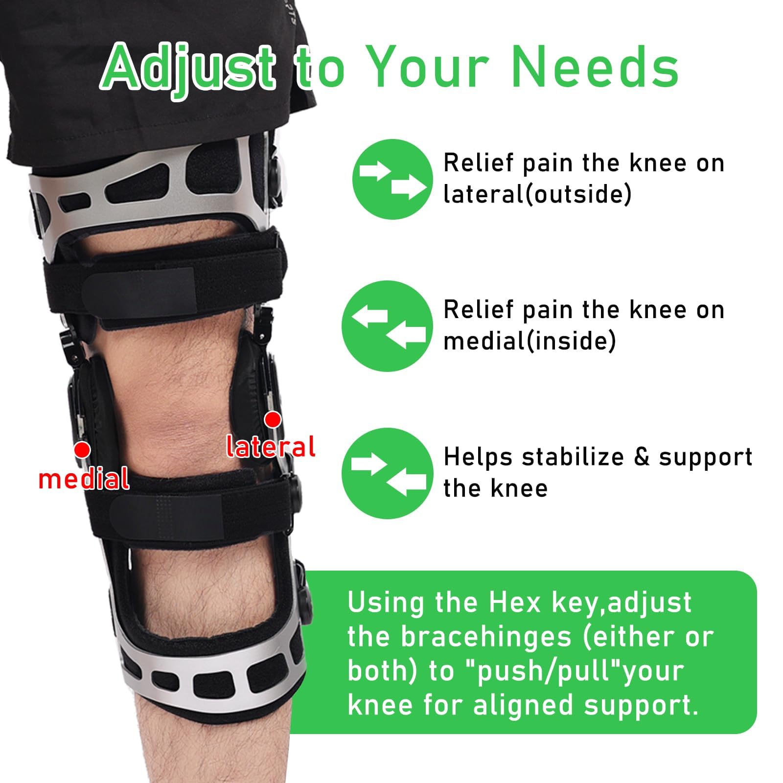 Orthomen La rodillera OA aumenta la inestabilidad de la articulación de la rodilla o lesiones de ligamentos y protege la articulación de la rodilla después de la cirugía de rodilla (M/izquierda)