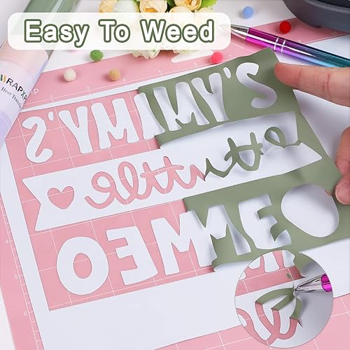 Miniatura 5 de WRAPXPERT Rollos de vinilo verde salvia HTV de 12 x 5 pies, vinilo de transferencia de calor verde oscuro para camisetas, vinilo para planchar para