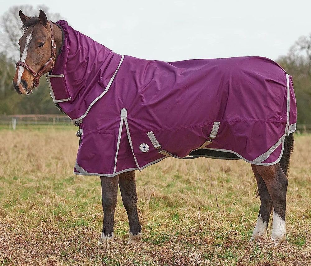 Derby House Elite 1680 Denier Detach-A-Neck Waterproof Horse Sheet - Magenta Purple/Silver, All Breed Sizes, 78