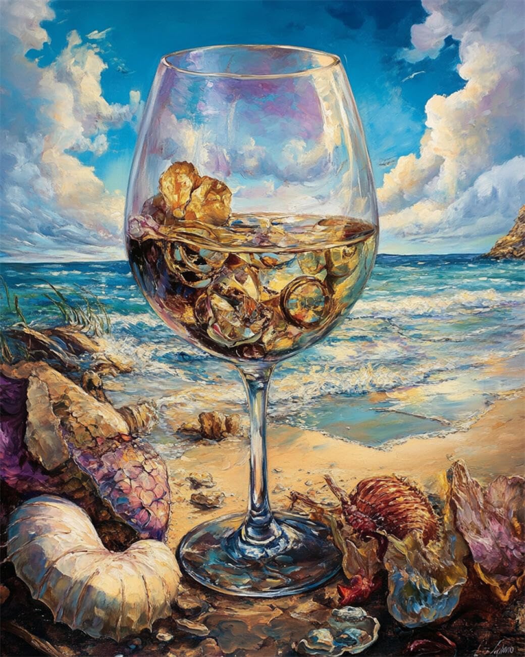 Rkflgew D Iy Bea Embroidery Kits Beach Cup 40X50cm
