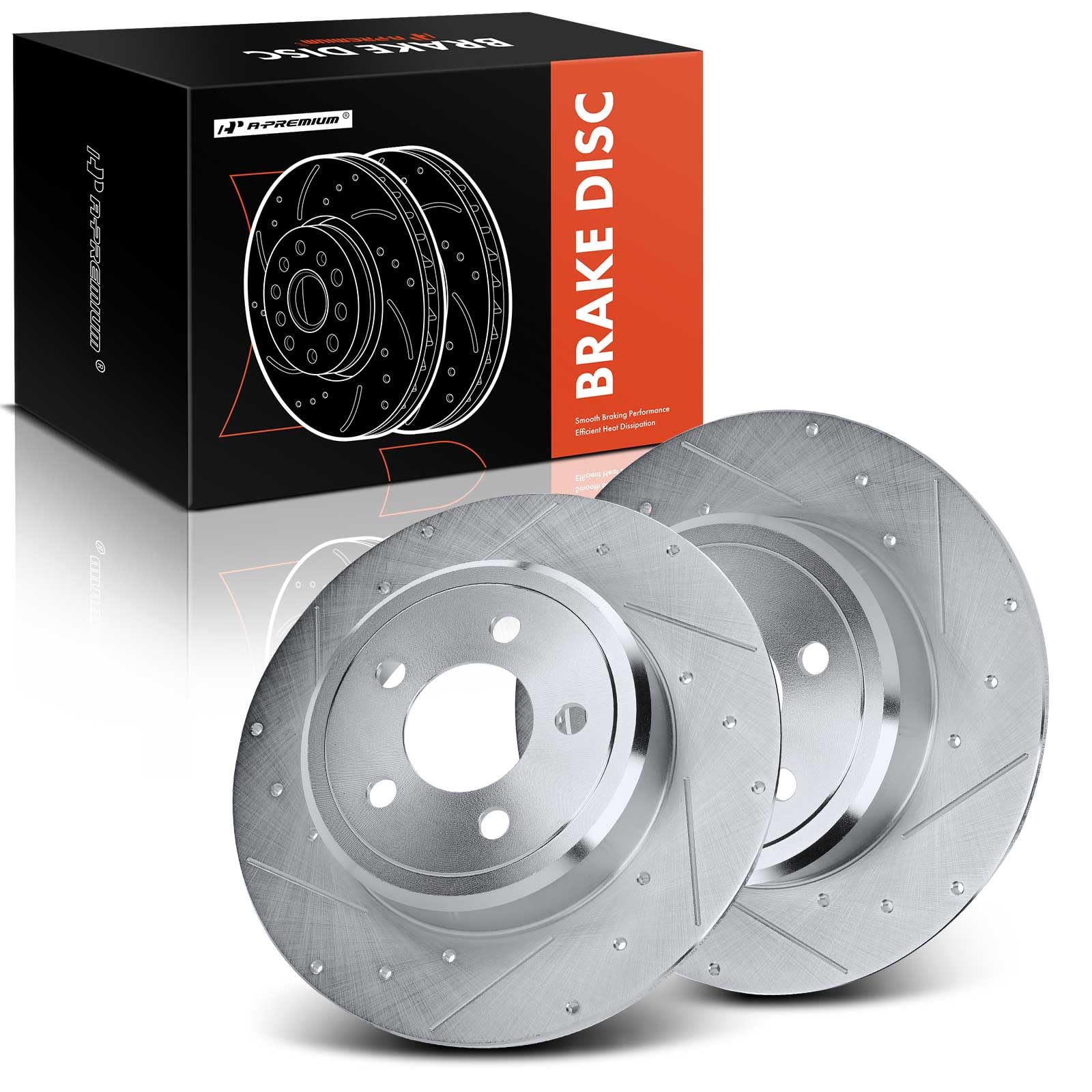 A-Premium 12.60 inch (320mm) Rear Drilled and Slotted Disc Brake Rotors Compatible with Select Dodge and Chrysler Models - Charger 2006-2021, Challenger 2009-2021, Magnum 2005-2008, 300 2005-2021