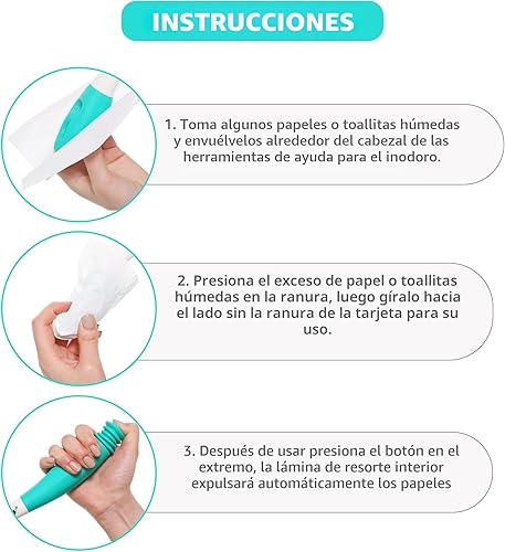 Miniatura 3 de Fanwer Herramientas para el inodoro, toallita cómoda de largo alcance, extiende tu alcance más de 15 pulgadas de papel higiénico o toallitas
