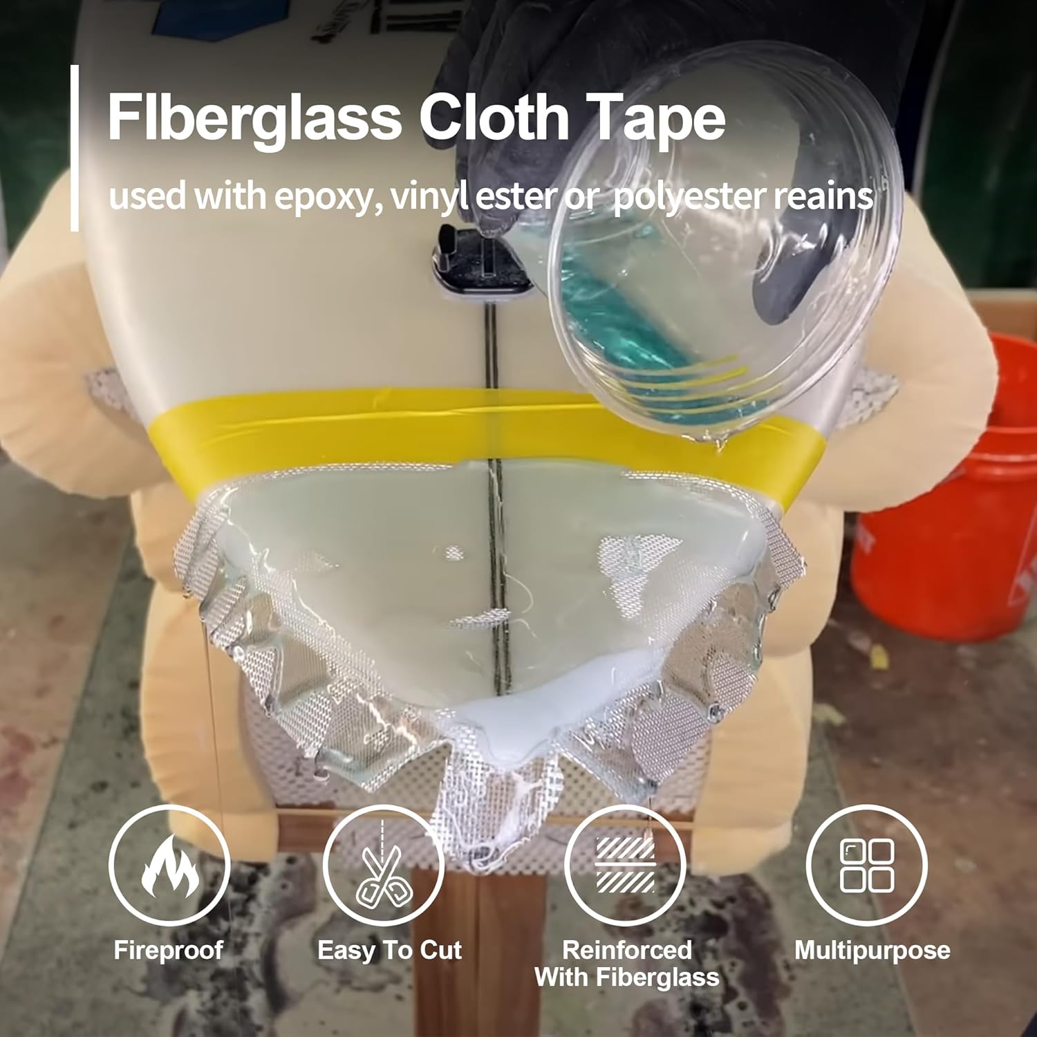 NEZUIBAN Fiberglass Cloth Tape,6 oz,1 inch Wide by 43 yd, Woven Fiberglass Fabrics Tape