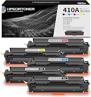5 Pack 410A BK/C/M/Y Toner Cartridge, Replacement for HP 410A / CF411A CF412A CF413A CF410A Color Pro MFP M477fdn Color Pro MFP M477fdw Color Pro MFP M477fnw Color Pro M452dn Printer