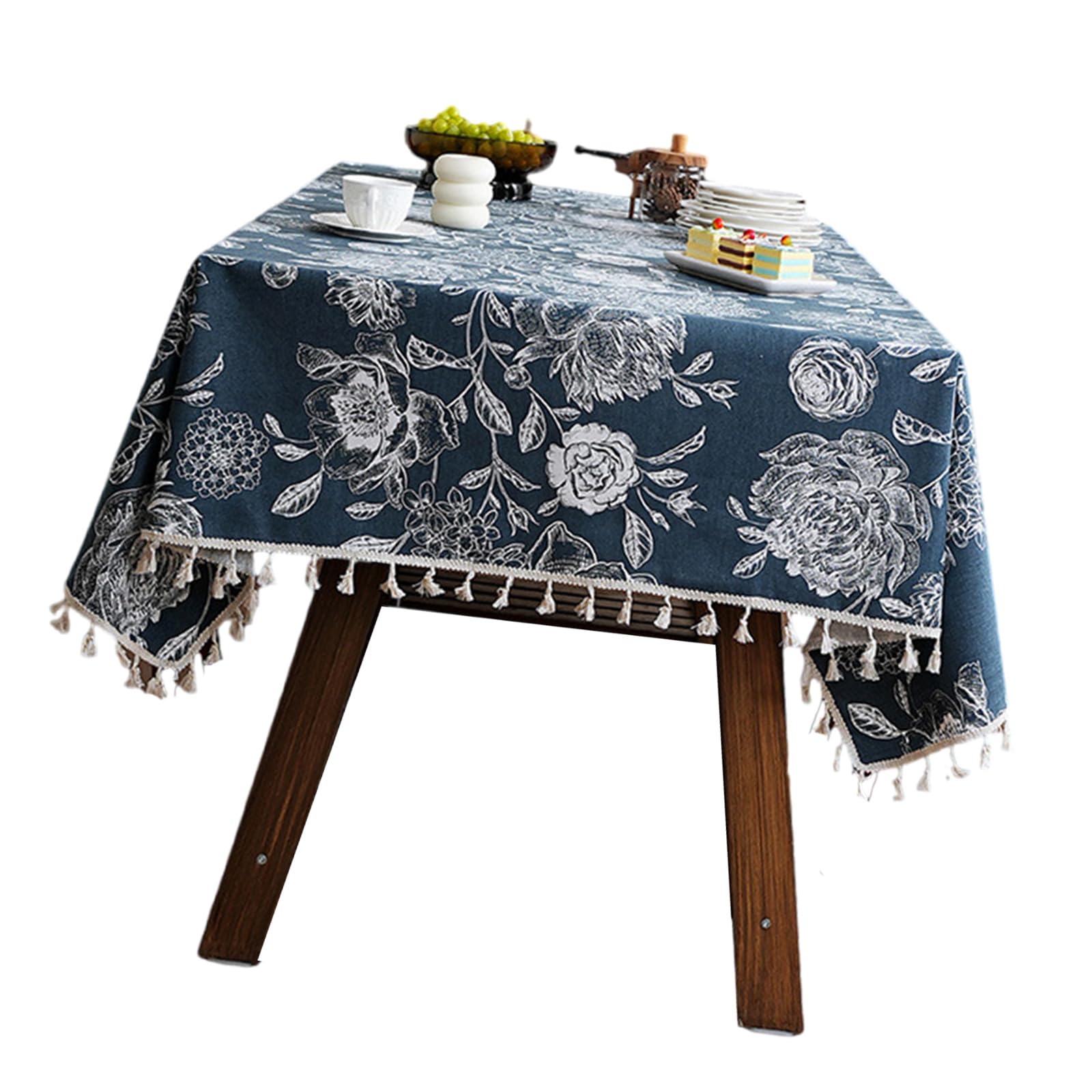 Woedpez Luxury Flower Tablecloth Waterproofie Polyester Fabric Table Cover for Dining Party Decoration Cloth Polyester Tablecloth