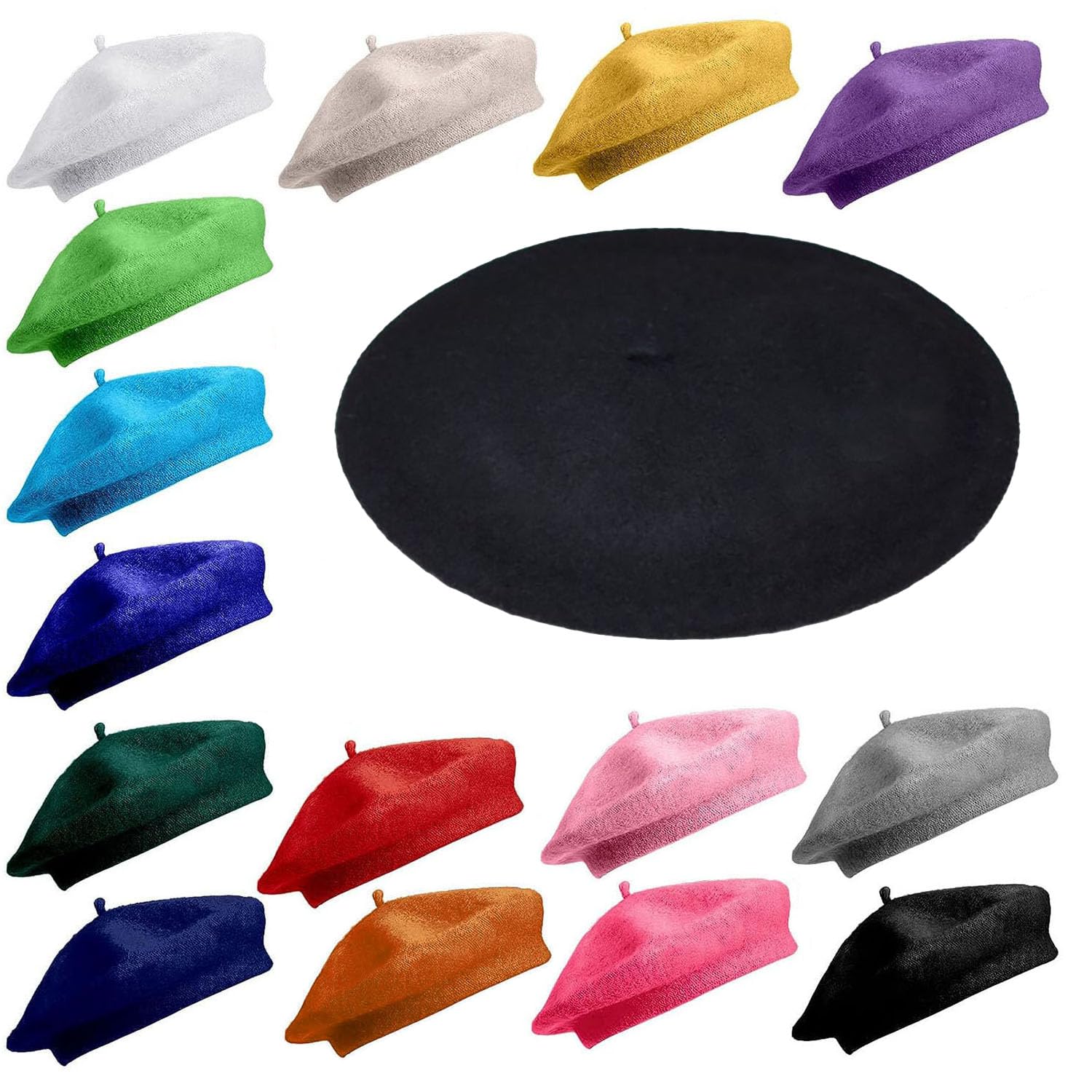 Van Der Linn Unisex Colour 30 Black Plain Beret Wool Warm French Hat (Uk, Alpha, One Size, )