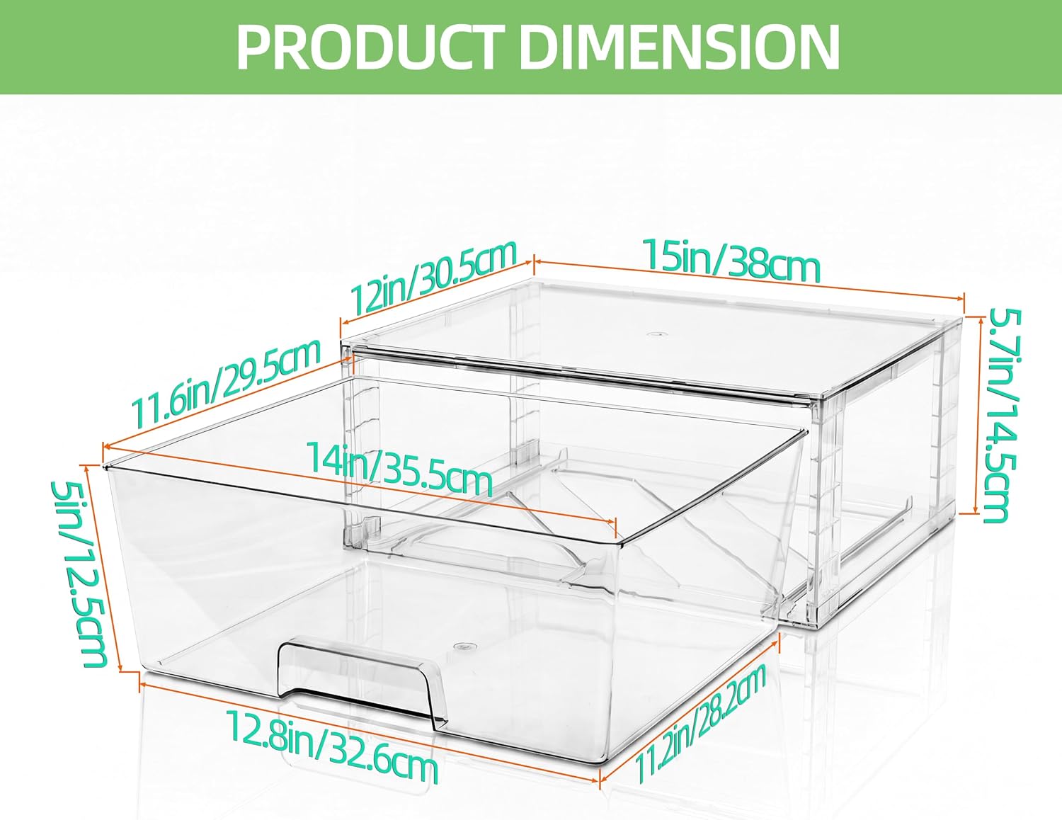 Wide Large Stackable Storage Drawers(3 Pack),Multi-purpose Clear Plastic Organizer Bins with Handles, Easy to Assemble for Bathroom Home Closet Under Sink Kitchen Pantry Medicine Cabinet